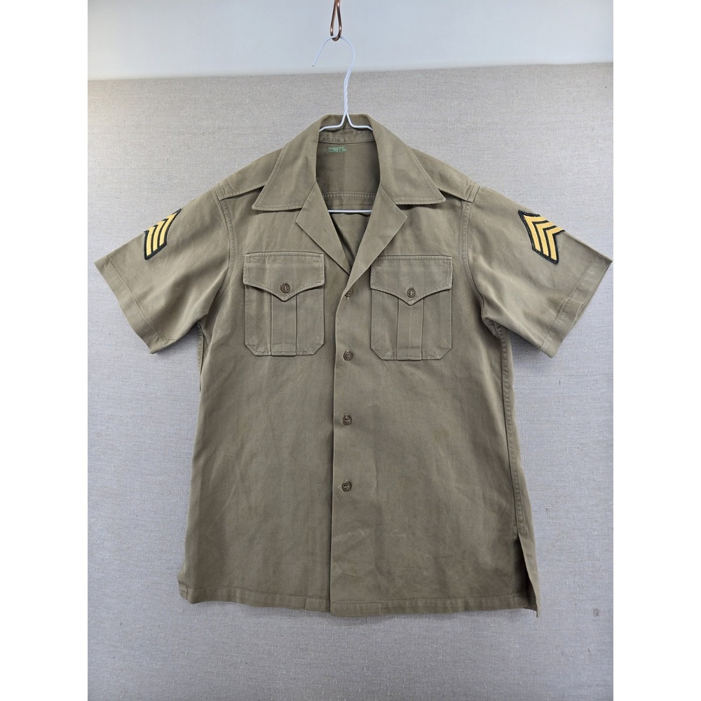 US ARMY SHIRT VIETNAM COTTON/POLY TWILL UNIFORM KHAKI FATIGUE SMALL